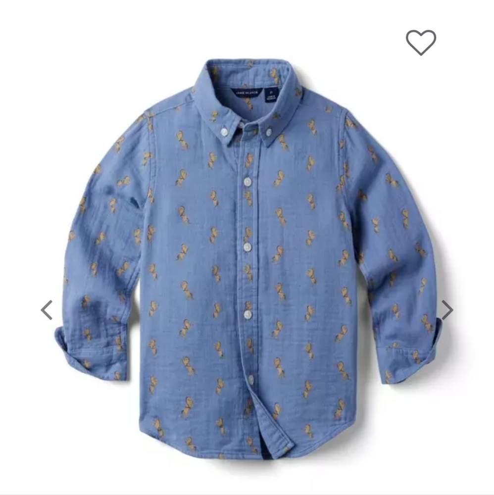 Janie and Jack Blue Horse Print Gauzy Toddler Button Down Shirt Size‎ 4